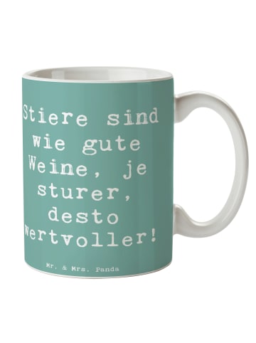 Mr. & Mrs. Panda Kaffeetasse Spruch Sturer Stier mit Spruch in Meeresbrise