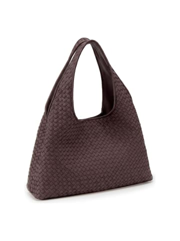 Les Visionnaires Paz Weave Silky Schultertasche Leder 42 cm in aubergine