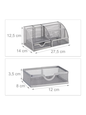 relaxdays Schreibtischorganizer in Silber - (B)27,5 x (H)12,5 x (T)14 cm