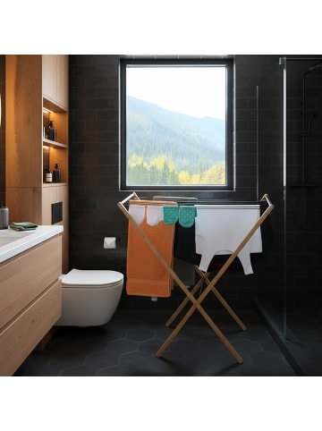 relaxdays Wäscheständer in Natur/ Weiß- (B)79 x (H)77 x (T)49 cm