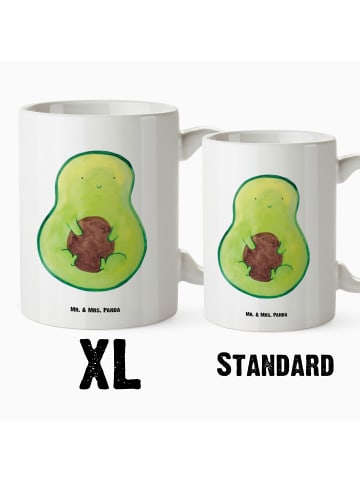 Mr. & Mrs. Panda Steinguttasse Avocado Kern ohne Spruch in Weiß