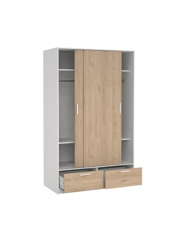 ebuy24 Kleiderschrank Line Nussbaum, Weiß 122 x 61 cm