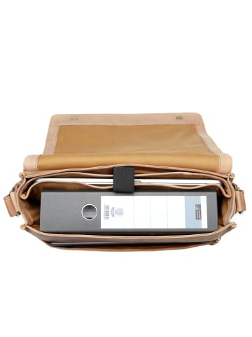 SID & VAIN Leder-Messenger Laptoptasche Leder Umhängetasche Unisex SPENCER in beige