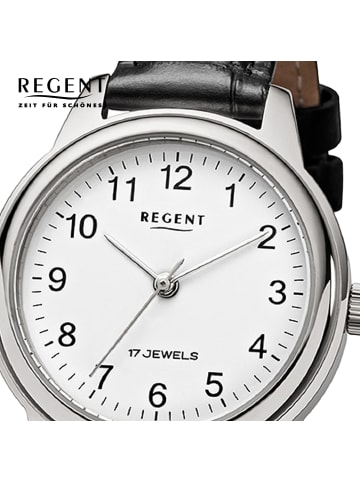Regent Armbanduhr Regent Lederarmband schwarz extra groß (ca. 32mm)