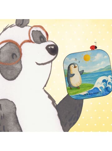 Mr. & Mrs. Panda Glas-Untersetzer Pinguin Surfer Design ohne Spruch in Weiß