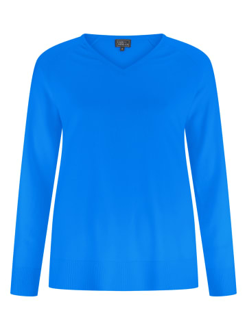 CASH-MERE.CH V-Ausschnitt Pullover mit Seitenschlitzen in Dazzling Blau