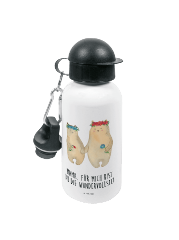 Mr. & Mrs. Panda Kindertrinkflasche Bären mit Blumenkranz mit Sp... in Weiß