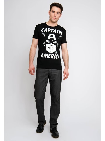 Logoshirt T-Sirt Captain America - Portrait in schwarz