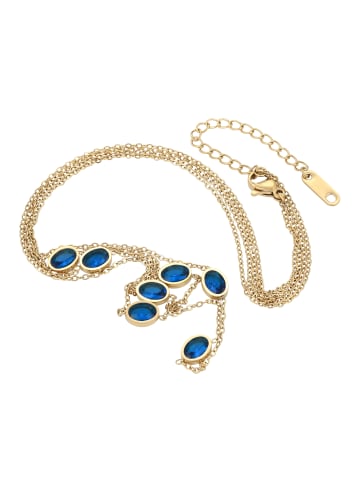 faina Women Multi Chain Necklace in Gold Royal Blue