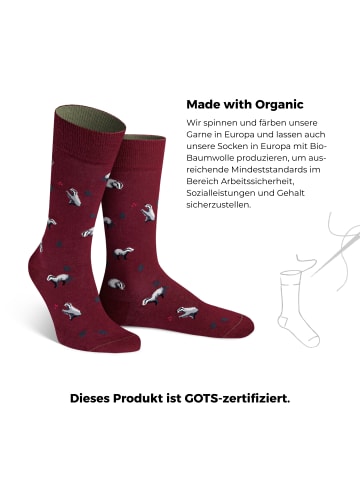 von Jungfeld Gemusterte Socken Dachs Icon in Dunkelrot