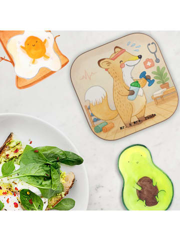 Mr. & Mrs. Panda Untersetzer Fuchs Fitness Design ohne Spruch in Weiß