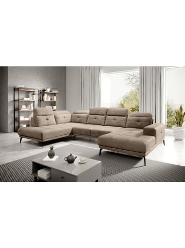 MF Design Brita Recamiere Links in Braunbeige -  (L) 205 x (B) 350 x (H) 107 cm