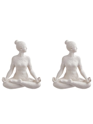 Butlers Deko-Statue LOTUS 2er-Set in Weiß