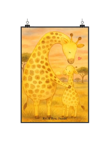 Mr. & Mrs. Panda Poster Giraffe Kind Design ohne Spruch in Weiß