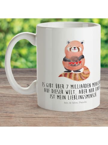 Mr. & Mrs. Panda Kaffeebecher Roter Panda mit Spruch in Weiß