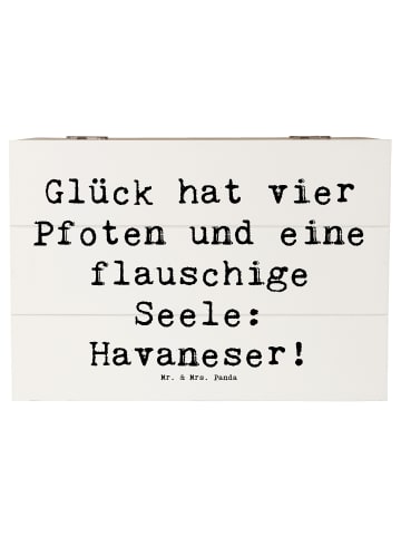 Mr. & Mrs. Panda Aufbewahrungsbox aus Holz Spruch Havaneser Glüc... in Weiß