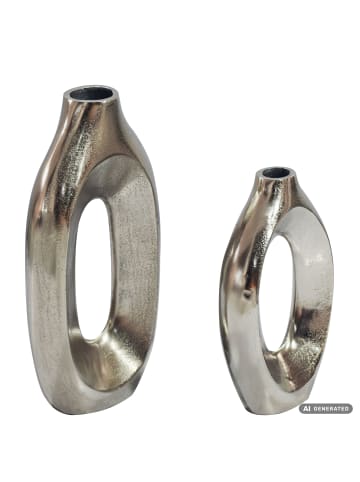 FineBuy Vase in Silber / Aluminium / 21x8x40
