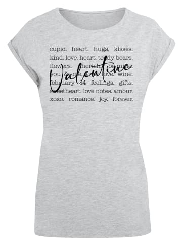 F4NT4STIC T-Shirt Valentine Herz Hugs Love Flowers in grau meliert