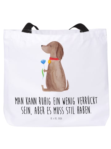 Mr. & Mrs. Panda Tasche Hund Blume mit Spruch in Weiß