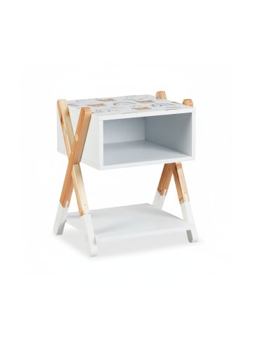 relaxdays Kinder-Nachttisch "Teddy" in Mehrfarbig - (B)34 x (H)42 x (T)30 cm
