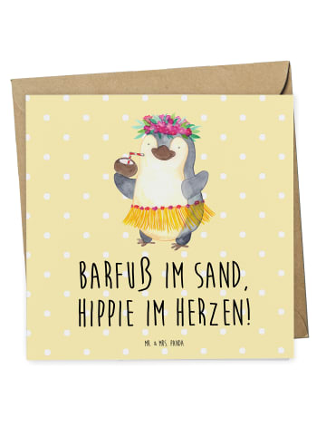 Mr. & Mrs. Panda Grußkarte Sommer Hippie mit Spruch in Gelb Pastell