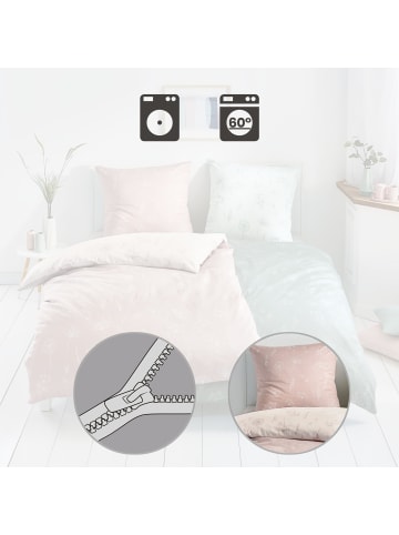 Kleine Wolke Mako-Satin Wendebettwäsche in rosé-weiß