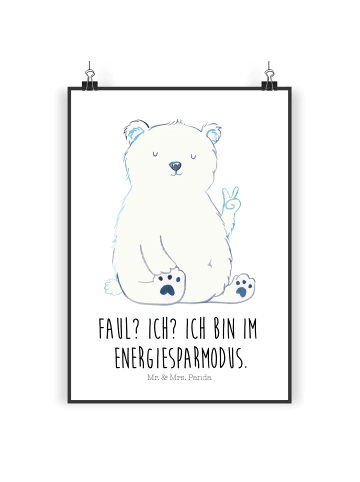 Mr. & Mrs. Panda Poster Eisbär Faul mit Spruch in Weiß