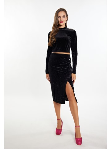 faina Damen Samtrock Mit Glitzer in Schwarz
