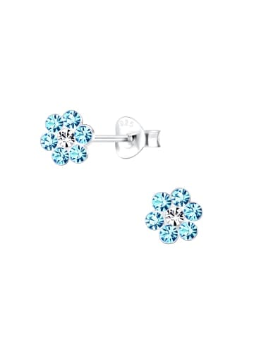 Alexander York Ohrringe, Ohrstecker BLUME Kristall aqua in 925 Sterling Silber, 2-tlg.