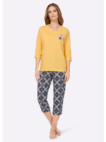 WITT WEIDEN Schlafanzug in gelb-marine-bedruckt