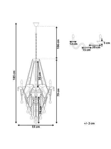 Beliani Pendelleuchten LOCONE in Transparent/Silber - (W) 55 x (H) 185 x (L) 55 cm