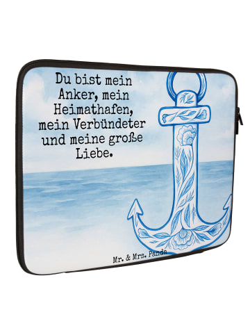 Mr. & Mrs. Panda Laptop Tasche Anker Blau Design mit Spruch in Weiß