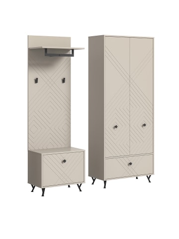 ebuy24 Garderobenmöbel Notes Beige 195 x 35 cm