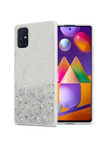 cadorabo Hülle für Samsung Galaxy M31s Glitter in Transparent mit Glitter