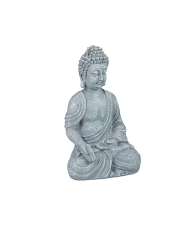 relaxdays Buddha Figur in Hellgrau - (H)18 cm