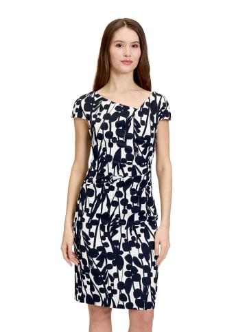 Vera Mont Cocktailkleid kurzarm in Weiß/Dunkelblau
