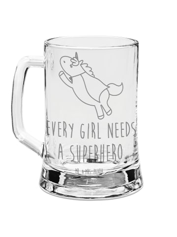 Mr. & Mrs. Panda Bierkrug Einhorn Super mit Spruch in Transparent