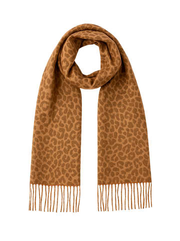 Faera Schal mit Leopardenmuster und Fransen weich in Taupe