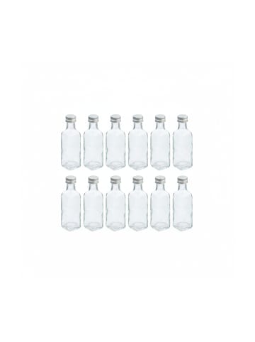 relaxdays 16 x kleine Flaschen in Transparent/ Silber - 100 ml