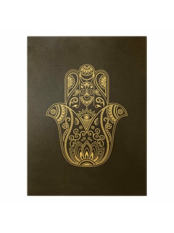 WALLART Leinwandbild Gold - Mandala Hamsa Hand Lotus Set auf Schwarz in Schwarz