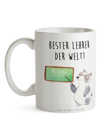 Mr. & Mrs. Panda Henkelpott Panda Lehrer mit Spruch in Weiß