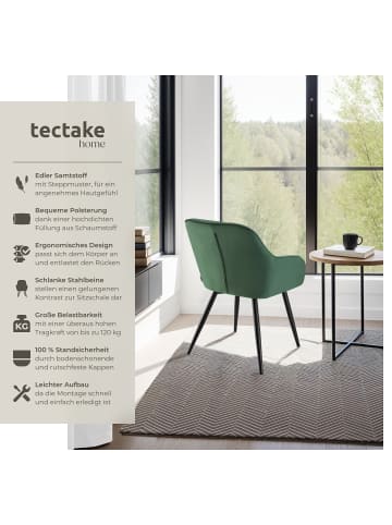 tectake Polstersessel gepolstert, in Samtoptik, gesteppt, 58 x 62 x 82 cm
