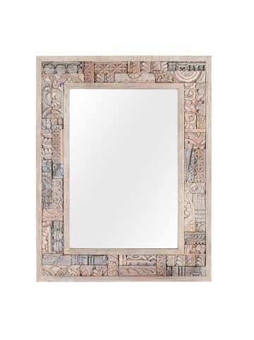 Giner y Colomer Spiegel aus recyceltem Eichenholz, 85 cm, im Boho-Ethno-Stil