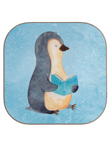 Mr. & Mrs. Panda Untersetzer Pinguin Buch ohne Spruch in Eisblau