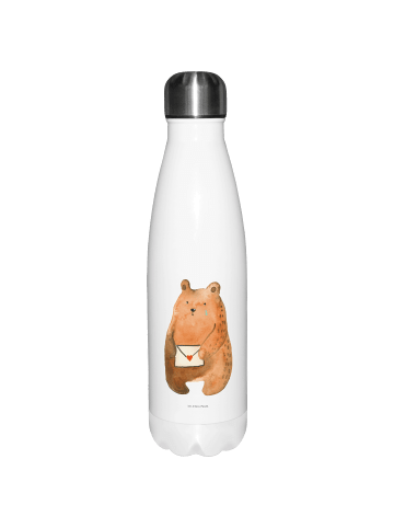 Mr. & Mrs. Panda Thermosflasche Bär Liebesbrief ohne Spruch in Weiß