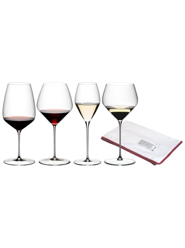 RIEDEL Glas 4er Set Verkostungsset Gläserset + Poliertuch Veloce in in transparent