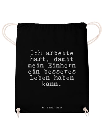 Mr. & Mrs. Panda Gymtasche Ich arbeite hart, damit... mit Spruch in Schwarz