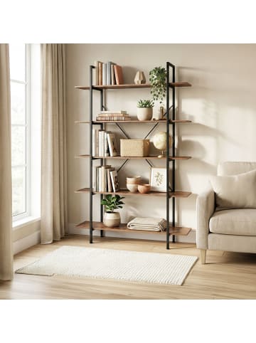 relaxdays Bücherregal "Industrial" in Braun/ Schwarz - (B)105 x (H)177,5 x (T)33,5 cm