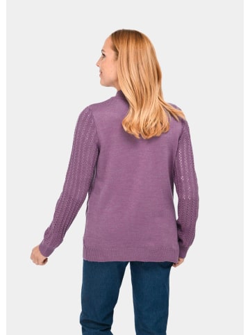 GOLDNER Kurzgröße:  Ajourstrickjacke in hortensie / melange