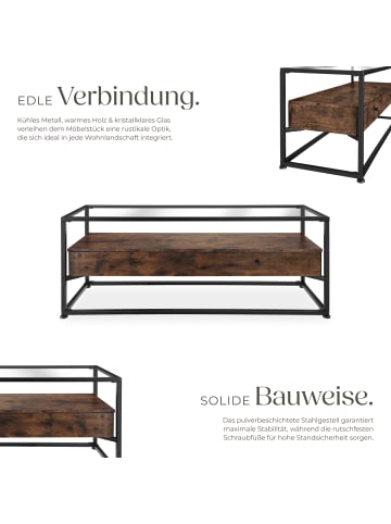 tectake Sideboard Maidenhead 121,5 x 41,5 x 50,5 cm, Industrial Holz dunkel, rustikal